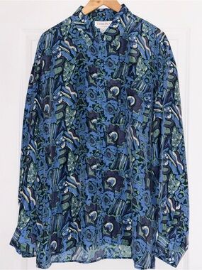 Verona Mens XL 100% Silk Vintage Long Sleeve Button Down Dress Shirt